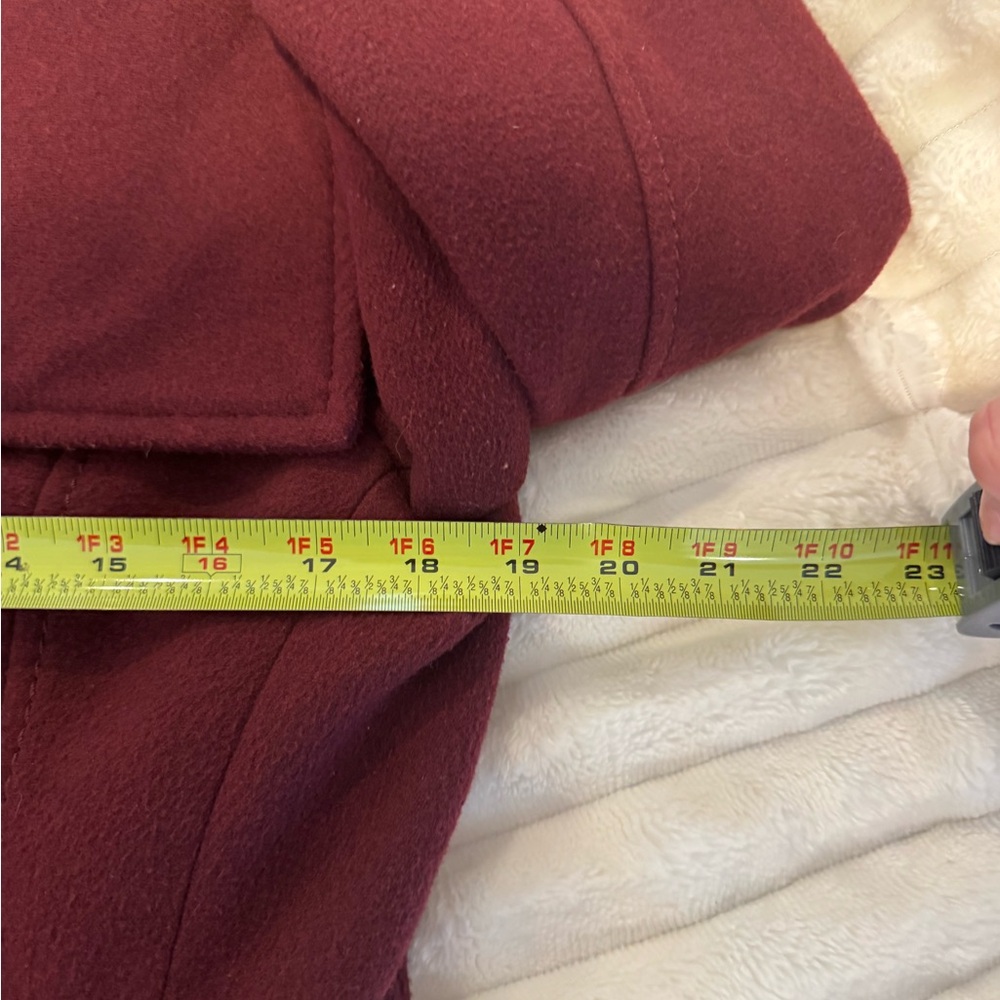 H&M Pea Coat Women’s Lined Double-Breasted Coat Red/Maroon Button Up-Size 10 - Picture 7 of 7
